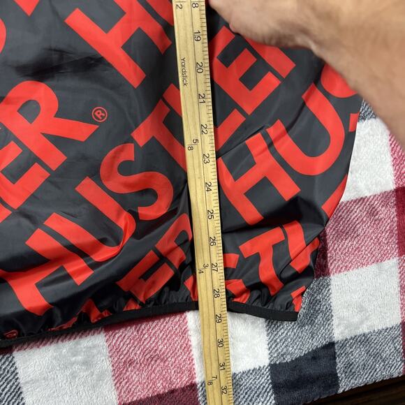 Hustler Jacket Mens L Half-Zip Anork Red Black Hooded Allover Print Reason Brand - Picture 7 of 9